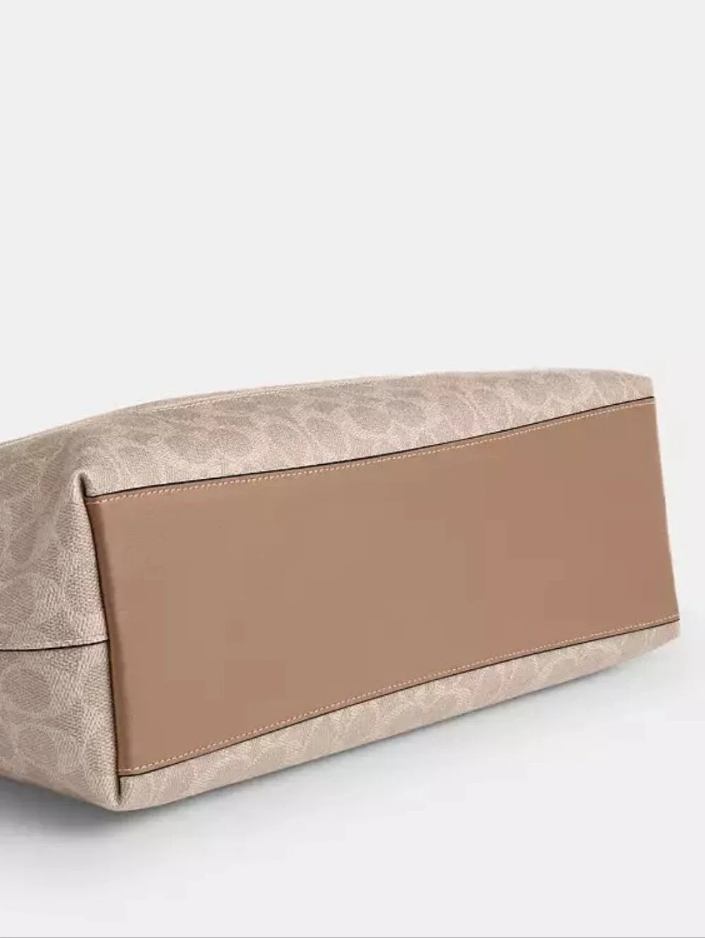 Coach Taupe Signature Tote with Tan Leather Straps